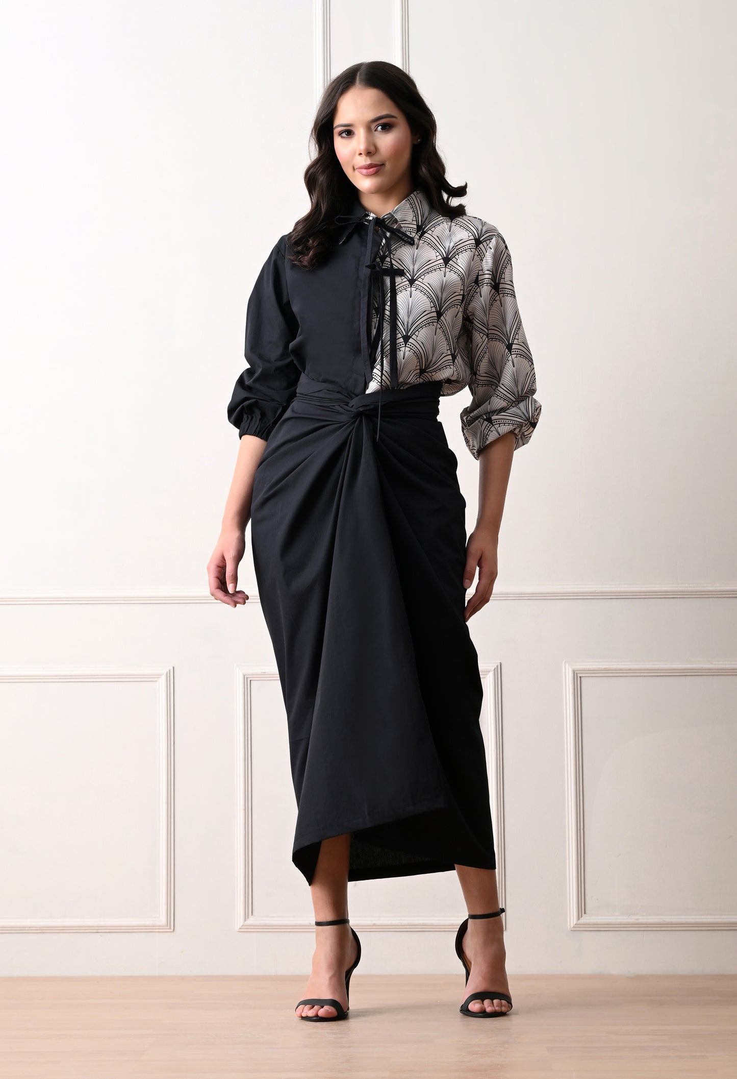MIDNIGHT SET WITH DRAPE SKIRT