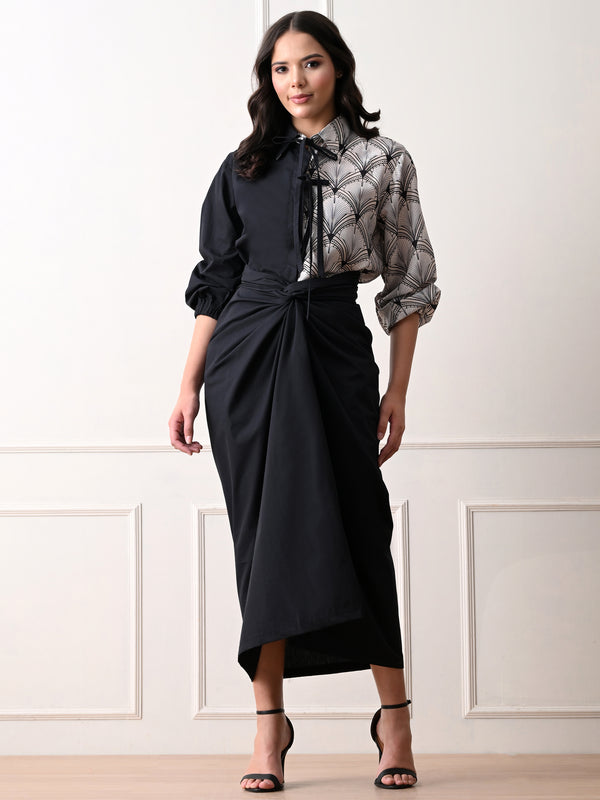 MIDNIGHT SET WITH DRAPE SKIRT