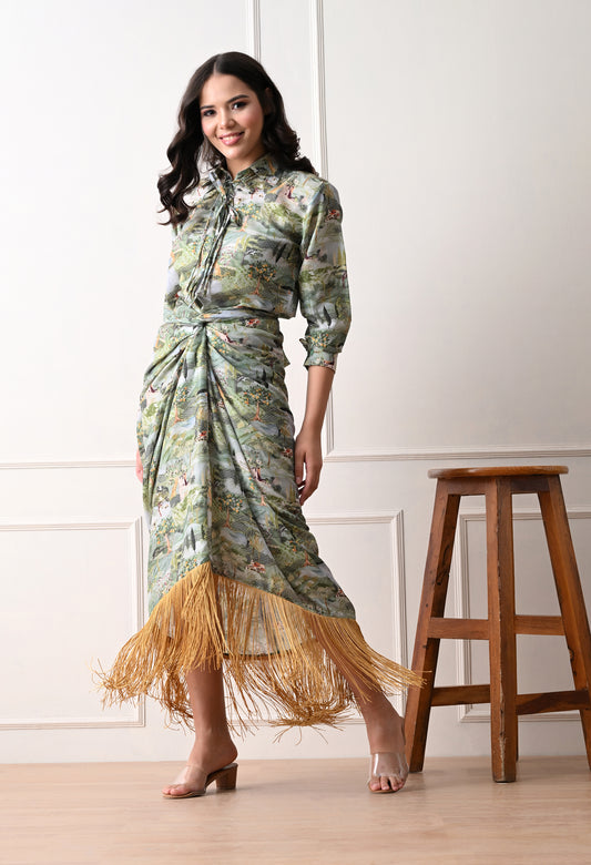SAGE FRINGE DRAPE