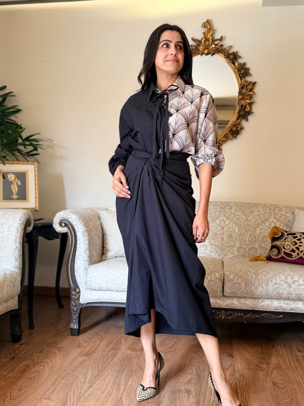 MIDNIGHT SET WITH DRAPE SKIRT